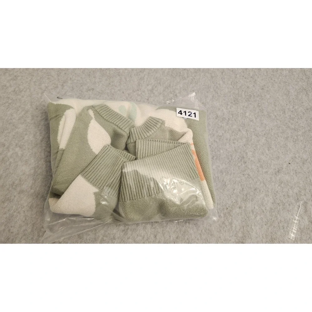PacSun Sweater Mens‎ Small Sage Green Crewneck Knit Daisy Yin Yang Pullover